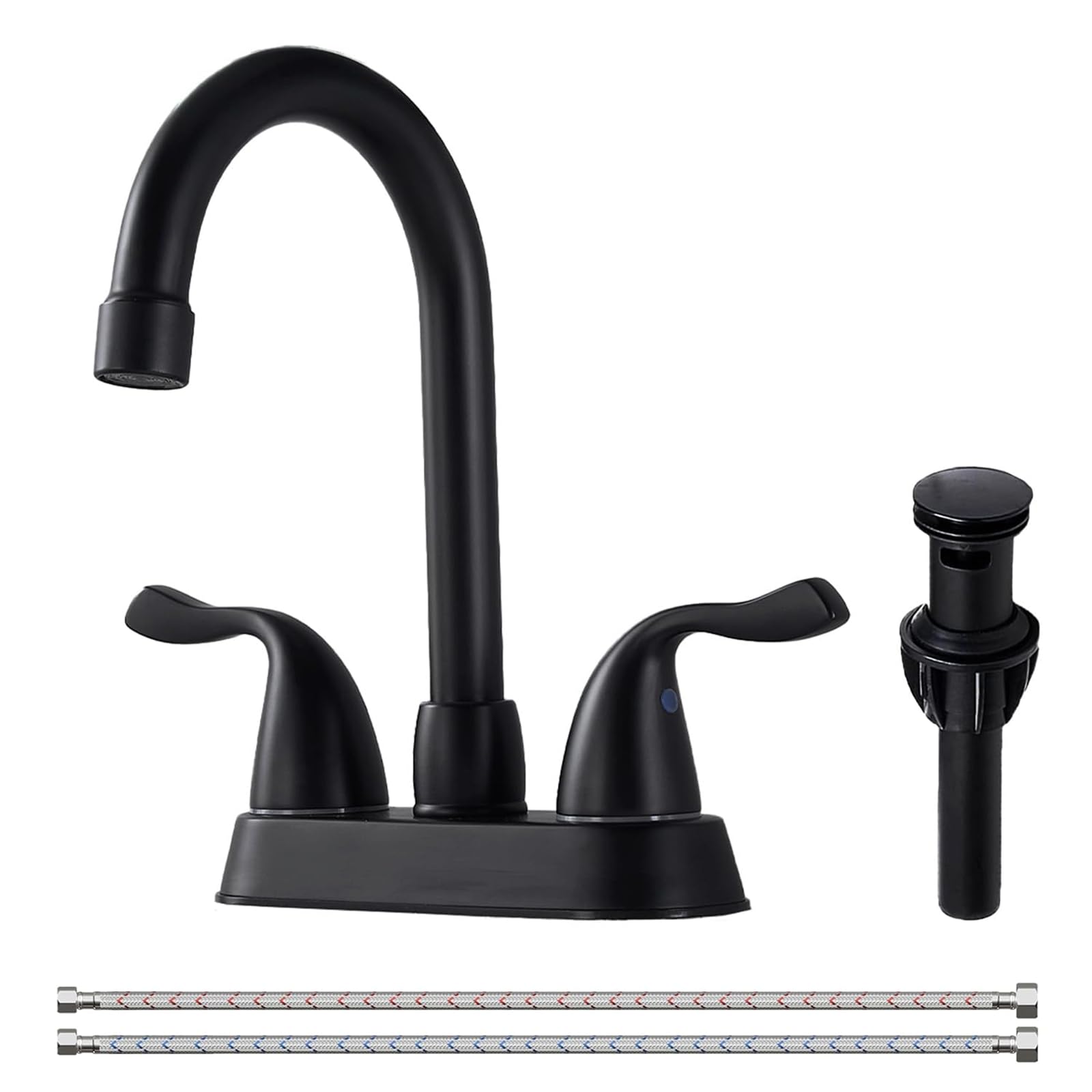 HOTIS Matte Black 4-Inch Centerset Bathroom Faucet, 2-Handle 3