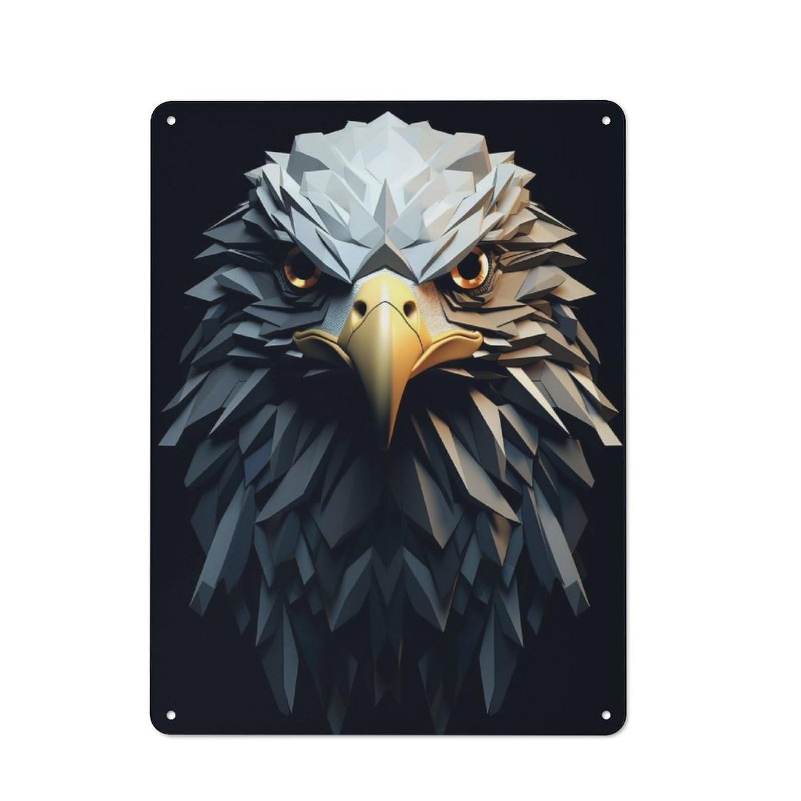 Junmoney Geometric Eagle Animation Metal Plaque 40X30cm With For Workshop Wall, Retro Decor, For Garage, Workshop And Man Cave Decoration