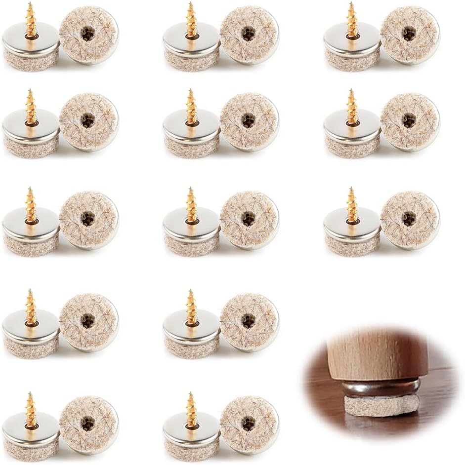 Navaris Felt Pads for Furniture (50 Pieces) Round Screwin Sliders