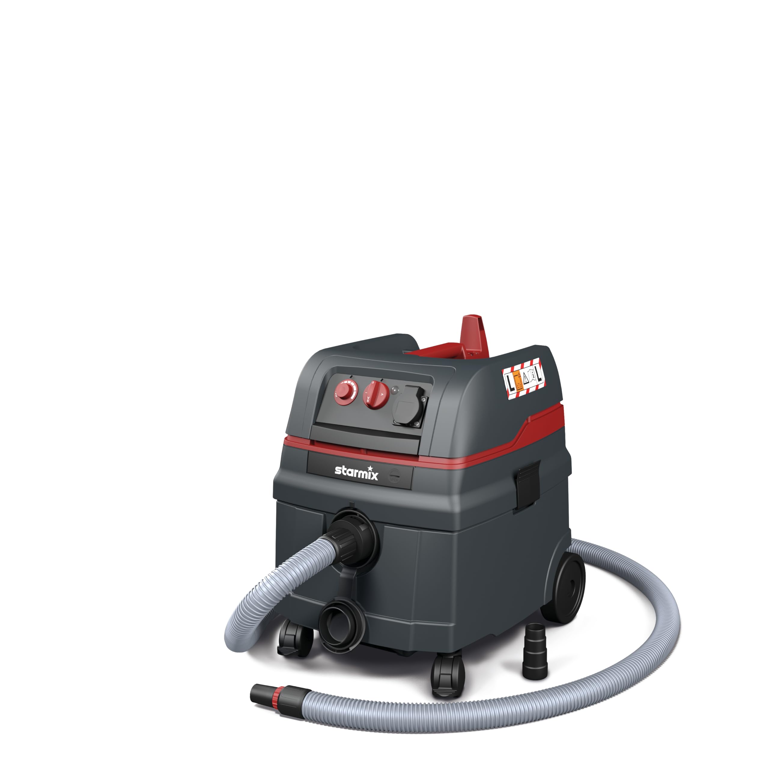 starmix ISC L-1625 – Aspirateur Industriel, Classe de poussière L avec Prise de Courant et Nettoyage Automatique du Filtre – Aspirateur Eau et poussière pour Chantier, 1600 W, 25 l, Tuyau de 5 m