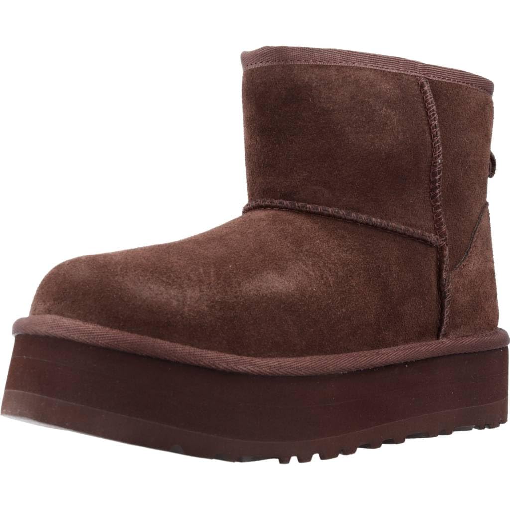 UGG® Classic Mini Platform Boot in Brown, Size 12K, Suede/Polyester/Wool