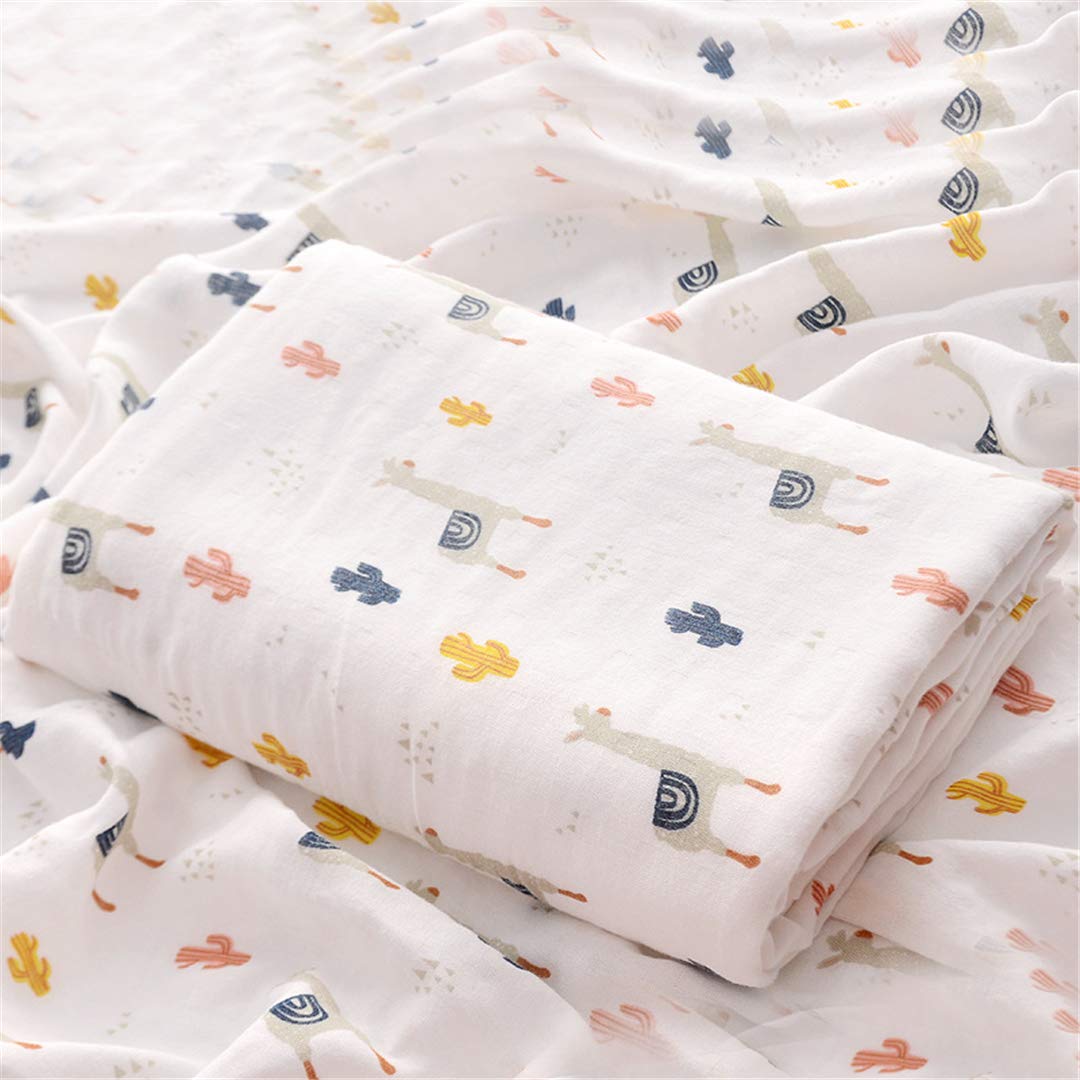 Hayisugar Baby Blankets Muslin Cloth Blanket for Boys or Girls - Bamboo Cotton Newborn Swaddle Blankets Muslin Squares - 110 x 140 cm Perfect Baby Shower Gifts, Alpaca