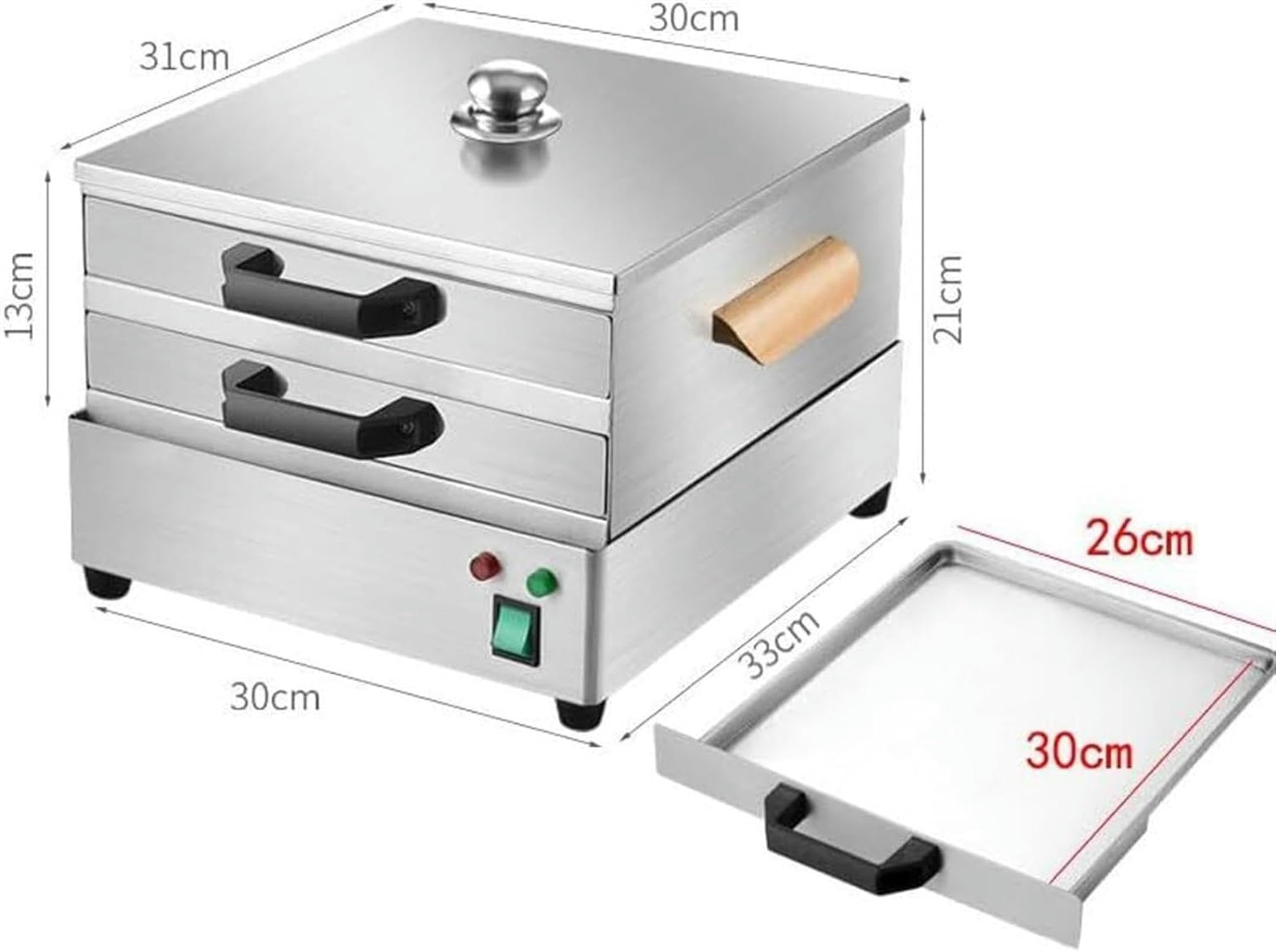 Multifunktionaler elektrischer Reis-Nudel-Rollen-Dampfgarer – 2-lagige chinesische Lebensmittel-Kochmaschine mit 3 Dampfschalen für kantonesische Küche