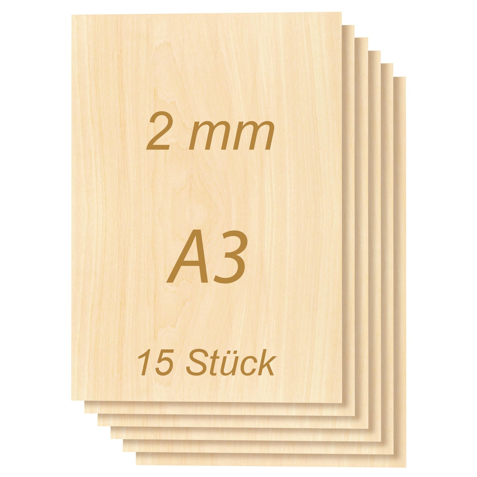 ToCome 2 mm Plywood A3 Linde Plywood Sheet Laser Capable 420 x 297 x 2 mm Linden Wood Plywood Plywood 2 mm Wood for Laser (Pack of 15)