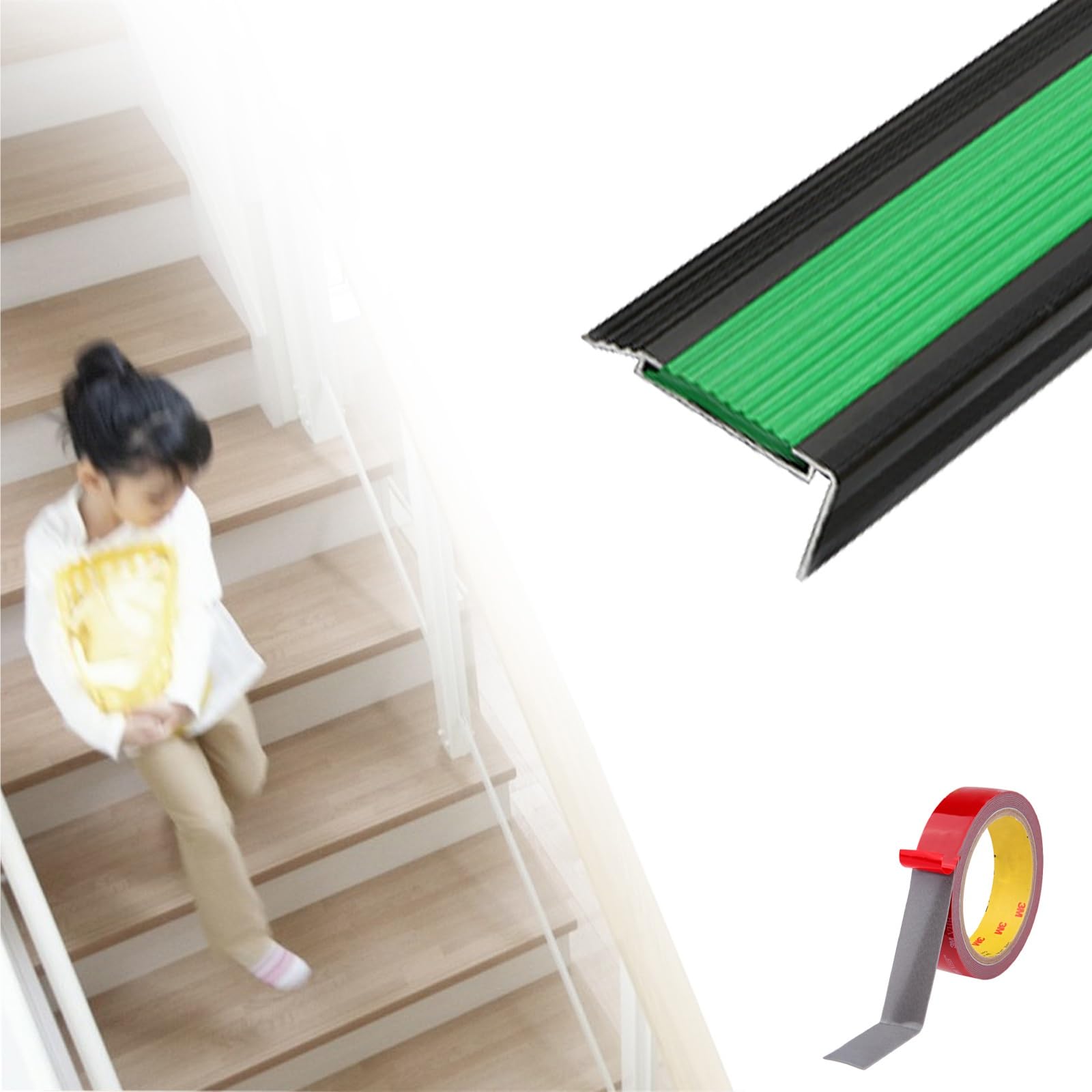 Tira Del Piso Tira Impermeable, Tipo L Tiras Antideslizantes para Peldaños, Aluminio Borde De Borde De Escalera, Doble Antideslizante, con Respaldo Adhesivo, Apto para Hoteles Y Hospitales ( Color : A