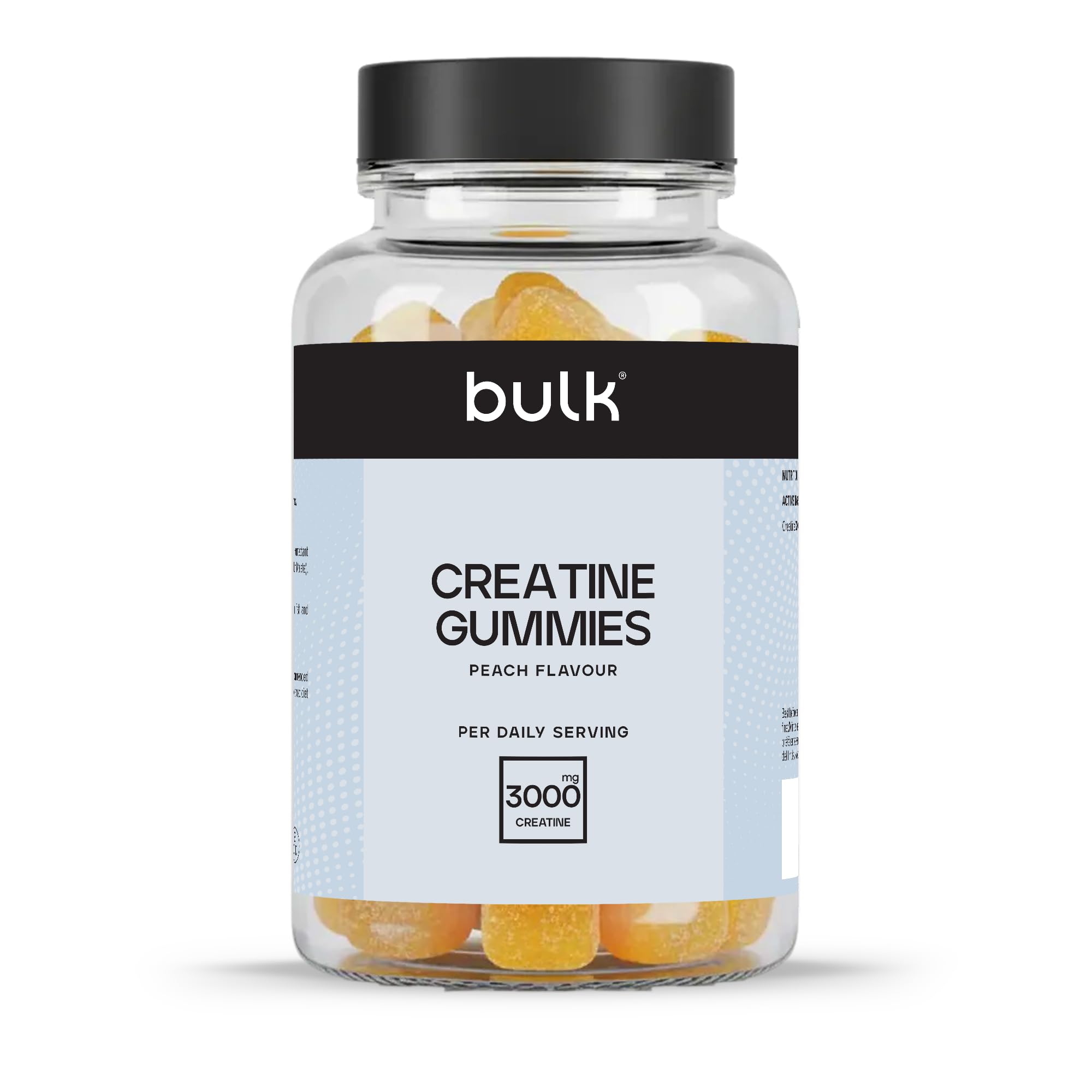 Bulk Creatine Gummies, 3000mg Pure Creatine Monohydrate per Serving, Vegan Pre & Post Workout Supplement, Peach Flavour, 60 Gummies