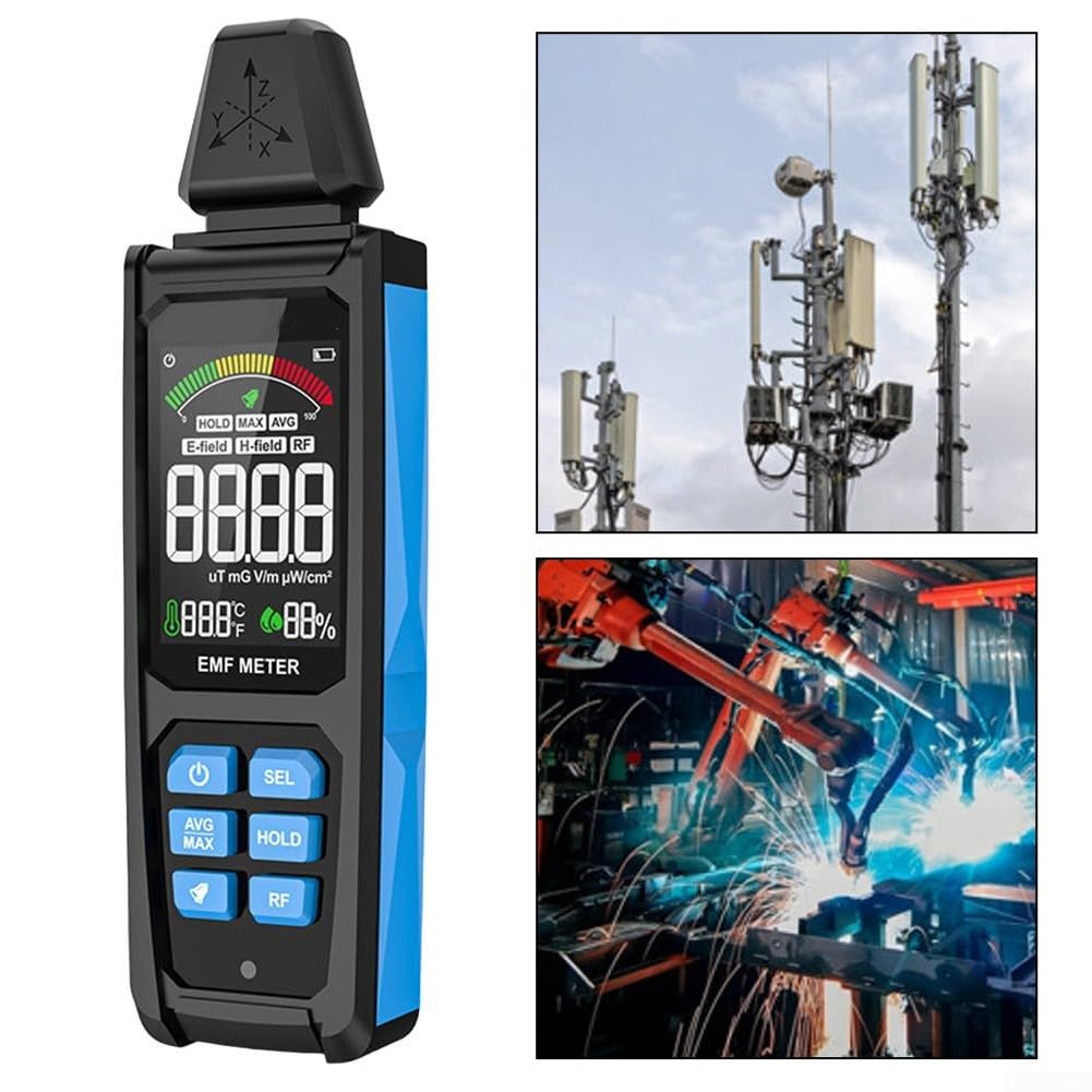 Detector electromagnético de mano de campo y radiación, instrumento de medición EMF 5 en 1, para monitoreo de seguridad en el hogar y al aire libre