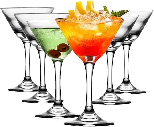 Juego de 6 copas de Martini, copas transparentes de 5 onzas, copas de vino de Martini con tallo para Margarita, Manhattan, fiesta, boda