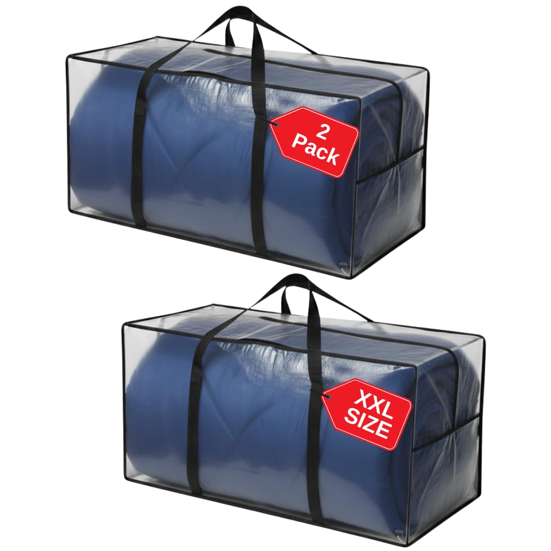 Sac de rangement transparent XXL BAG-THAT! Lot de 2 grands sacs réutilisables de 70L avec zip