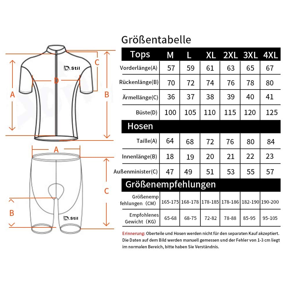 VeloZenith Abbigliamento Ciclismo da Uomo Estiva,Maglia Manica Corta Con 3 Tasche+3D Gel Pantaloncini,Traspirante Sportivo Ciclismo Moda Set per Mountain Bike Tuta MTB