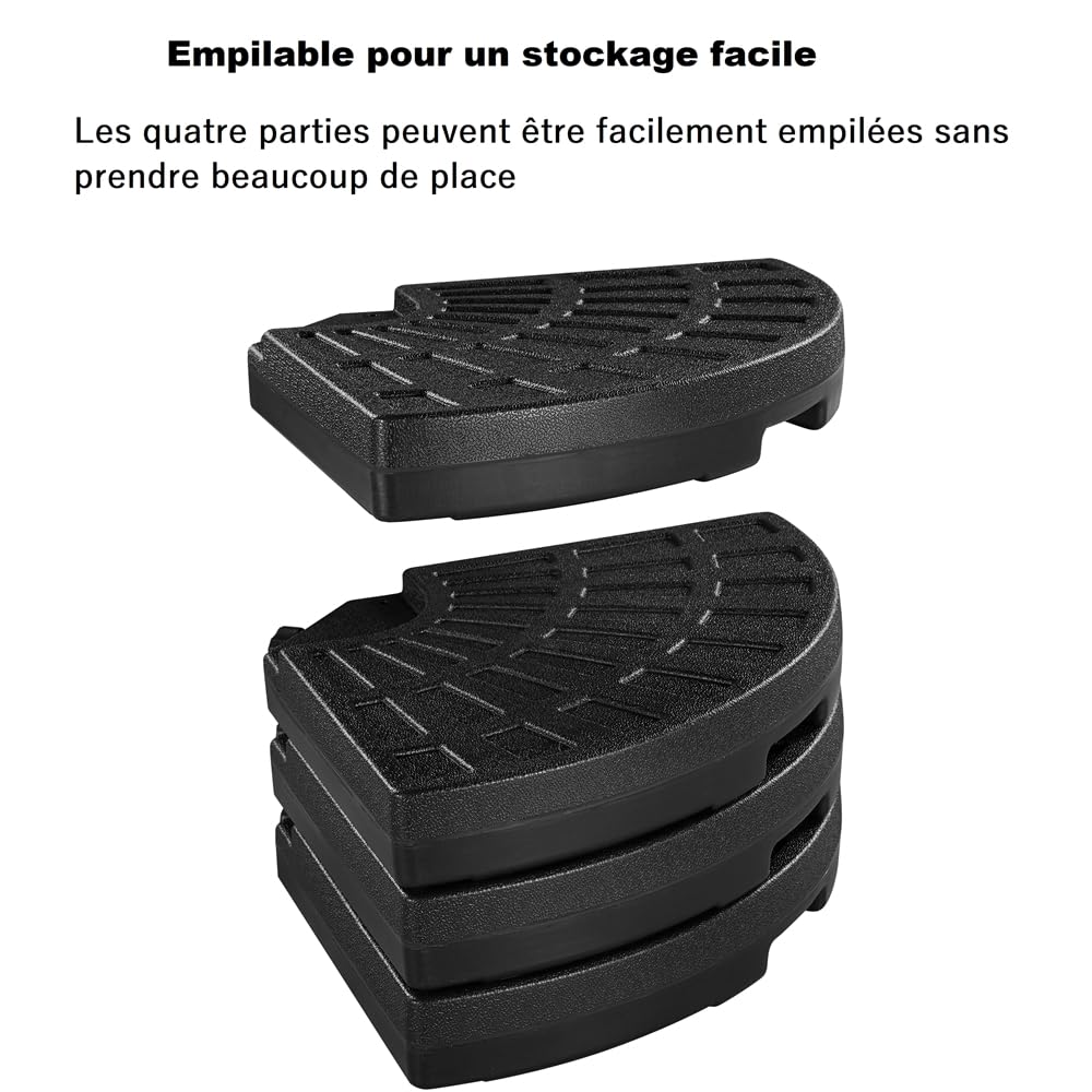 Yaheetech 4 Pièces Pieds de Parasol Noir Lestage pour Parasols 48,5 × 48,5 × 7,5 cm Rempli d’Eau 52L ou de Sable 66kg pour Terrasse Piscine Patio Jardin Restaurant