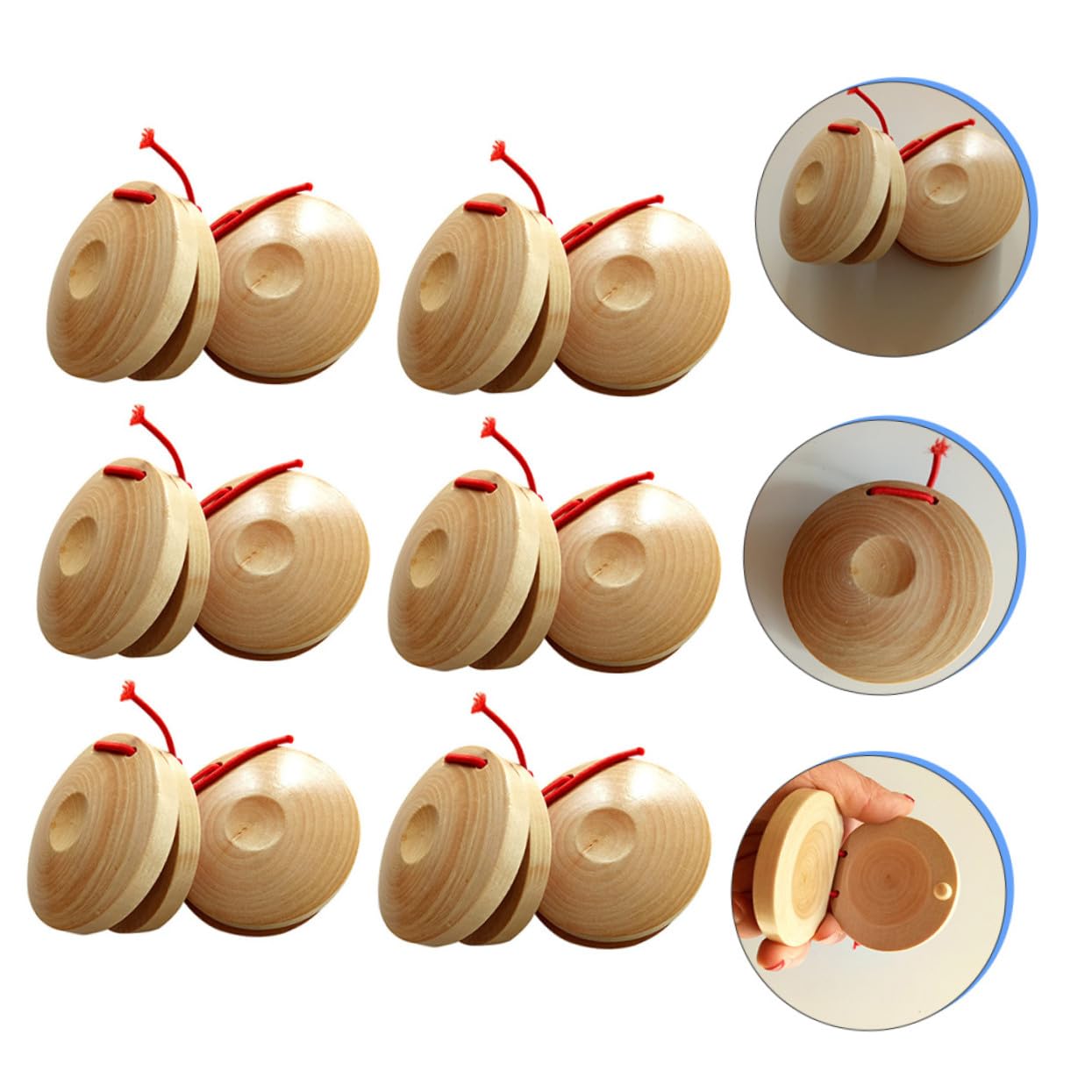 12 Piezas Castañuelas de Madera para Percusión Instrumento Musical Educativo Ligero y Duradero para Principiantes Mejora Coordinación Mano-Cerebro y Sentido del Ritmo