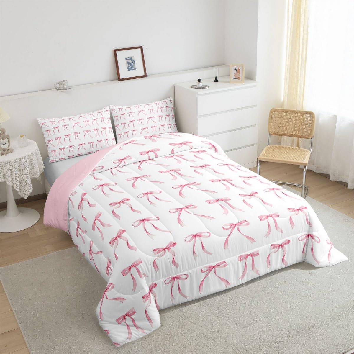 Cute Castle Fairy Comforter Set - Pink Bow Bedding -4 Cute Castle Fairy Comforter Set - Pink Bow Bedding -4