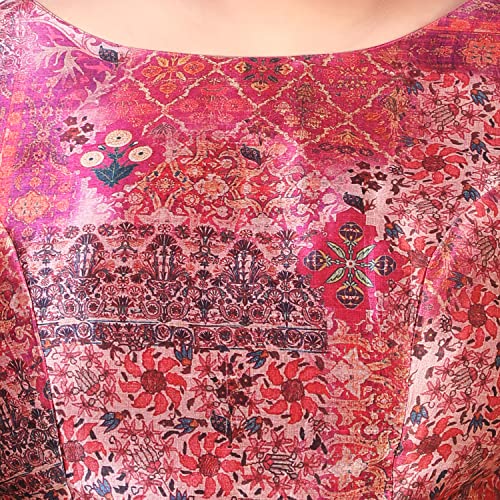 Image of Studio Shringaar Women`s Plus Size Polyester Elbow Length Sleeves Abstract Print Saree Blouse (Pink, 48)