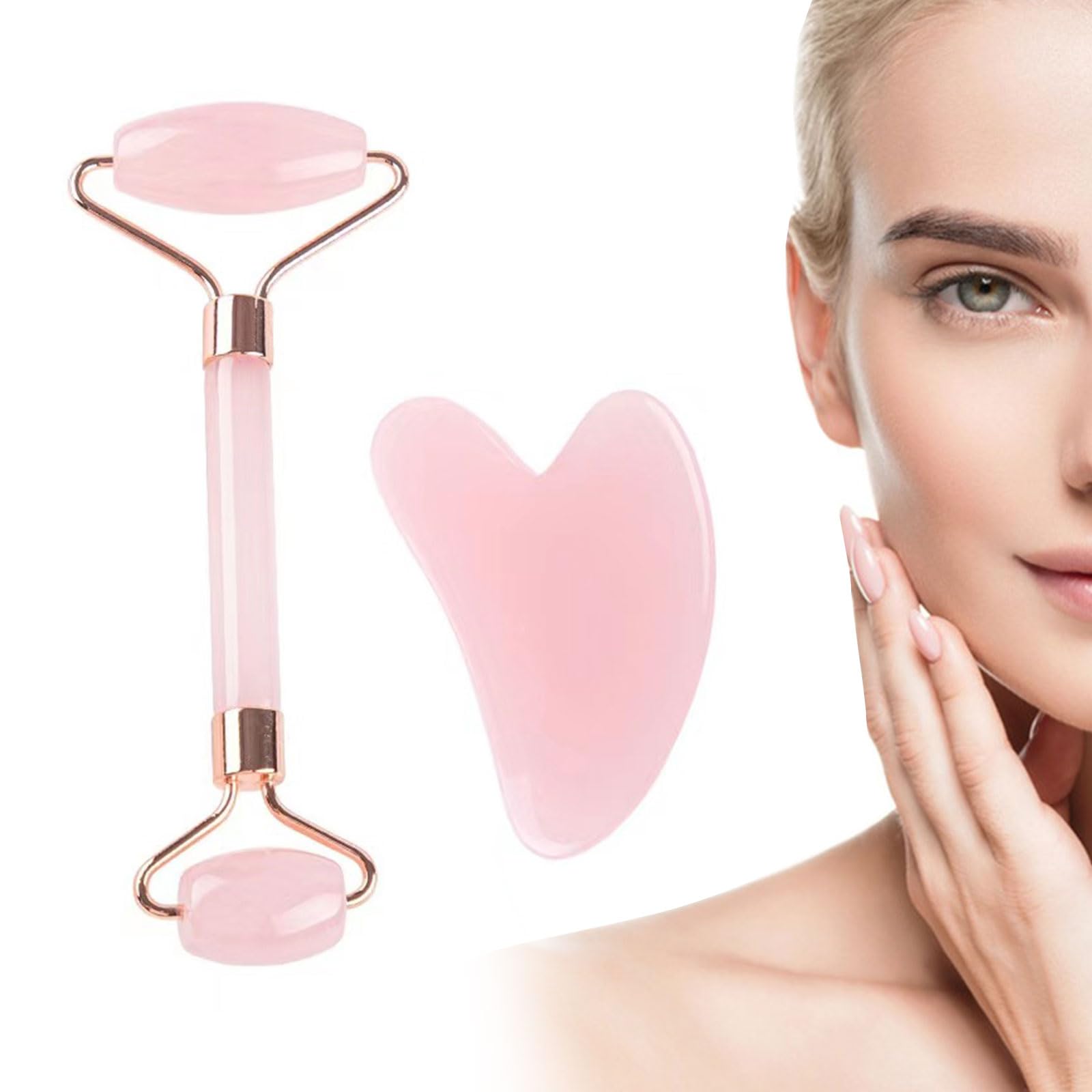 Gua Sha Roller,Set de Masaje Facial En Piedra,Rodillo Jade,Rodillo Jade Masajeador,Gua Sha Y Rodillo Facial,Guasha Para El Masaje Facial,Rodillo de Jade Masajeador Facial,Rodillo Jade Y Piedra Gua Sha