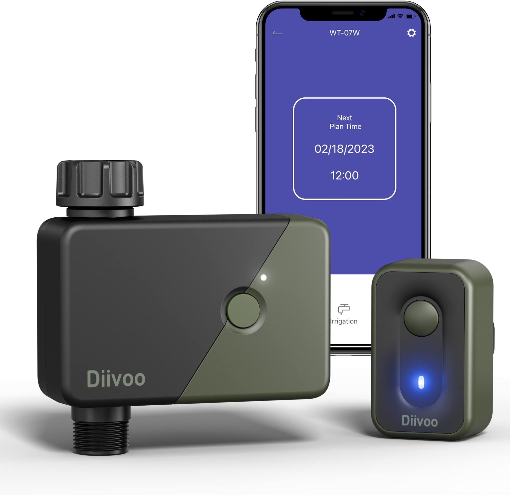 WiFi Water Timer with RFID Technology, Diivoo Smart Water Timers for Irrigation Timer with WiFi Hub, 6 Watering Plans and 2 Watering Modes, Sprinkler Hose Timer Compatible with Alexa and Google