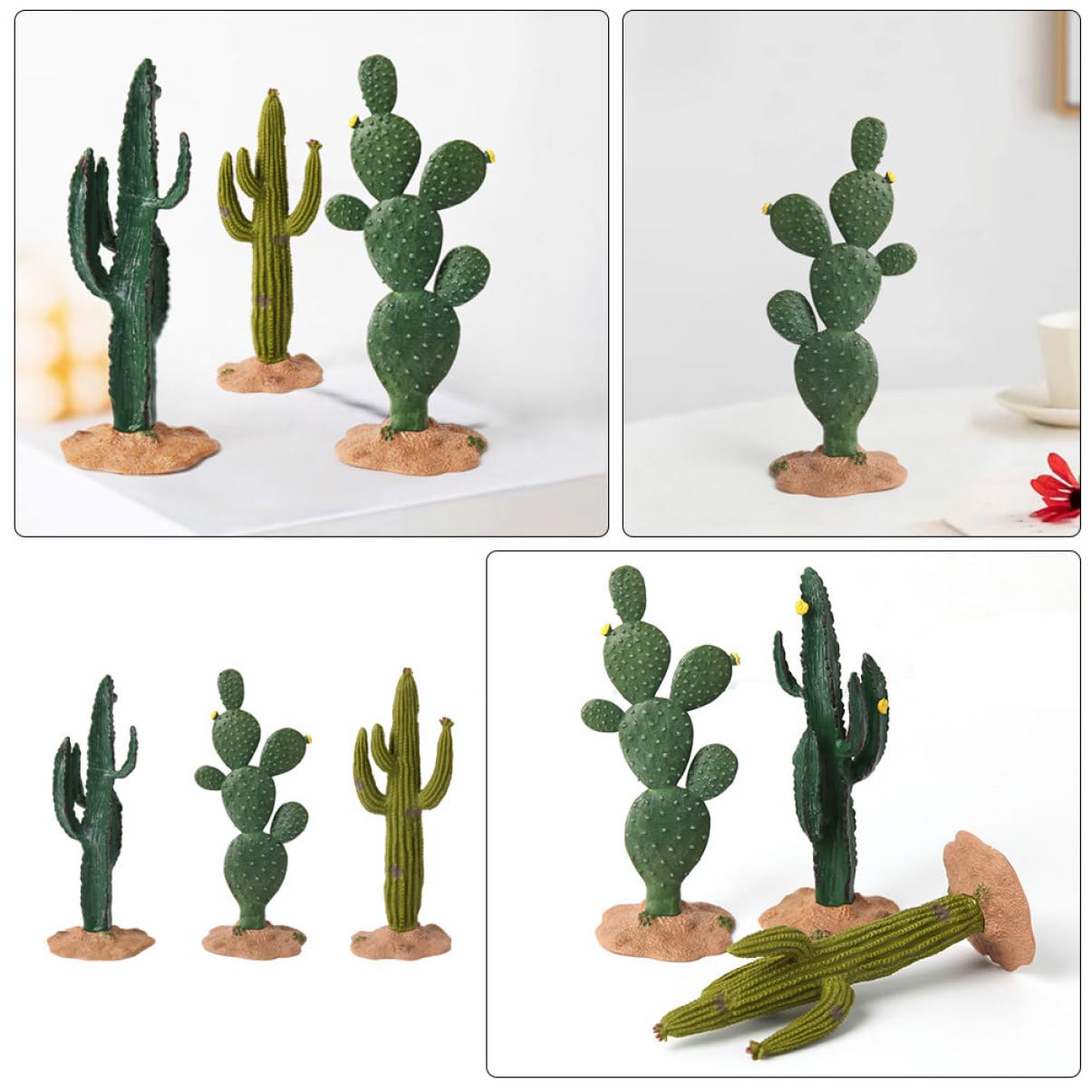 Ciieeo Lot De 5 Cactus Artificiels Réalistes Figurines De Cactus Artificiels Entretien Facile pour La Maison Et Le Bureau 3 Pièces X 5