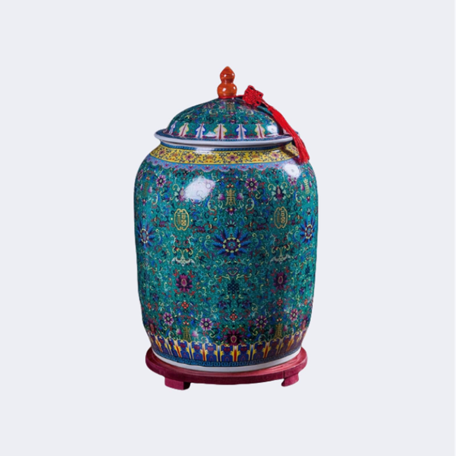 IXTREGZJKM Ceramic Storage Container with Lid, Rice Jar, Cereal Dispenser, Flour Bucket, Rice Container, Large Cereal Storage Container, Ceramic Rice Jar, Oatmeal Container, Large Sugar Jar D 25kg