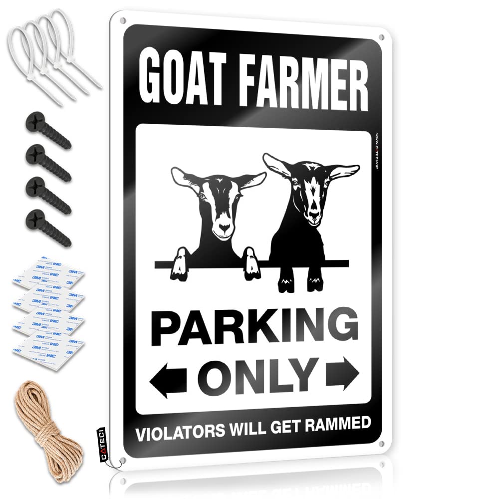 KRAZMURONGD Funny Tin Signs Vintage Goat Farmer Parking Only Tin Sign Metal Sign Decor Vintage(20X30CM)