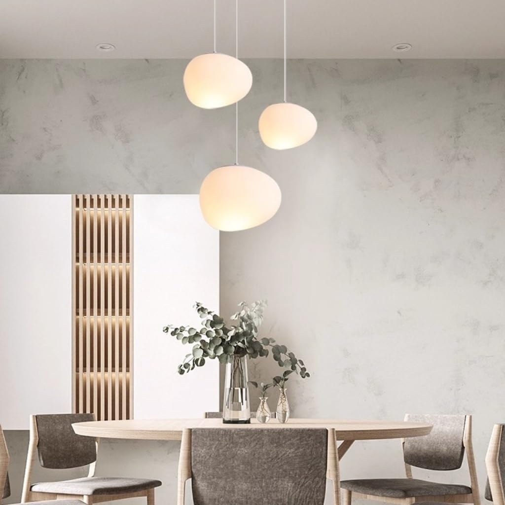 Lustre Suspension Moderne Blanc Lustre Salon Abat-Jour Plafond Design Pour Salle À Manger, Chambre Luminaire Lampe Suspendue Élégant Avec Culot E27 Luminaires Intérieur Contemporain(26CM)