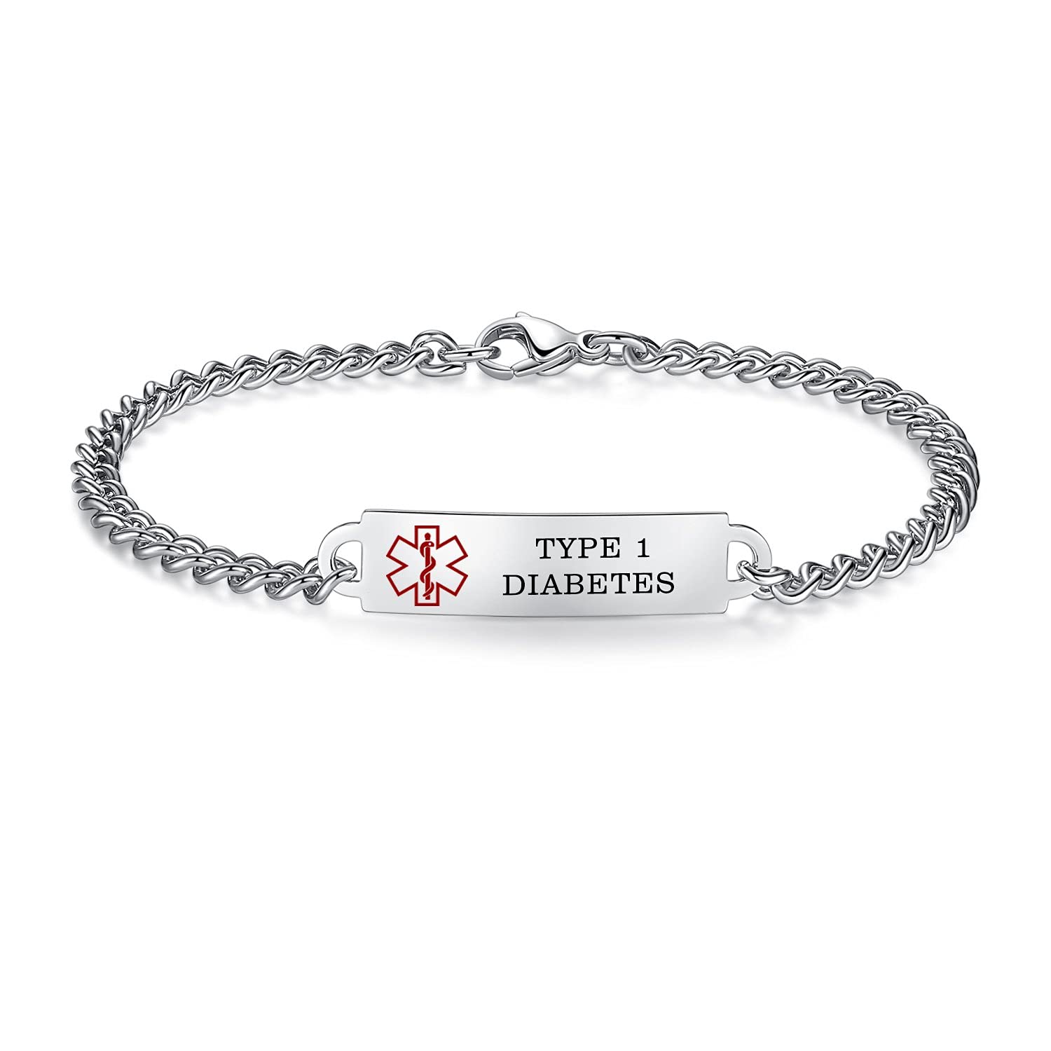 AOAMID 6.5"-8.5" Medical alert id bracelets for Women Men Stainless steel Medical Emergency Bracelets Free engraving
