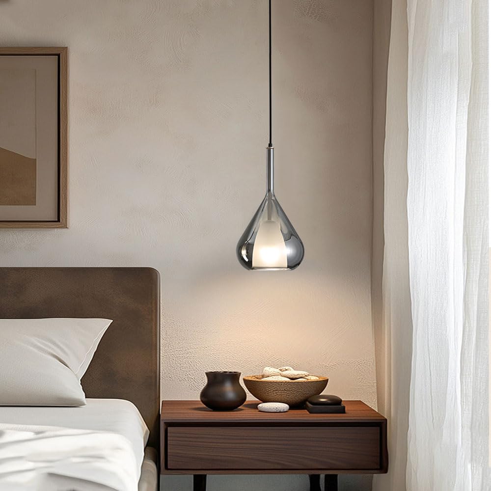 Accesorios de iluminación de techo con base E27,Lámpara colgante de vidrio de metal de alta transmisión de luz creativa,Lámpara de araña de estilo minimalista francés,Lámpara colgante para deco
