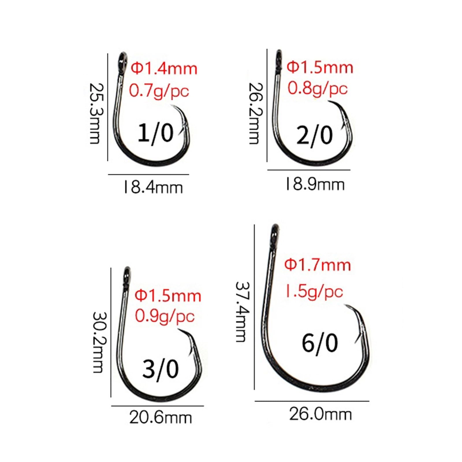 20 stücke Salzwasser Angeln Inline Kreis Haken Schwarz Nickel Starke Angelhaken for Süßwasser/Meerwasser