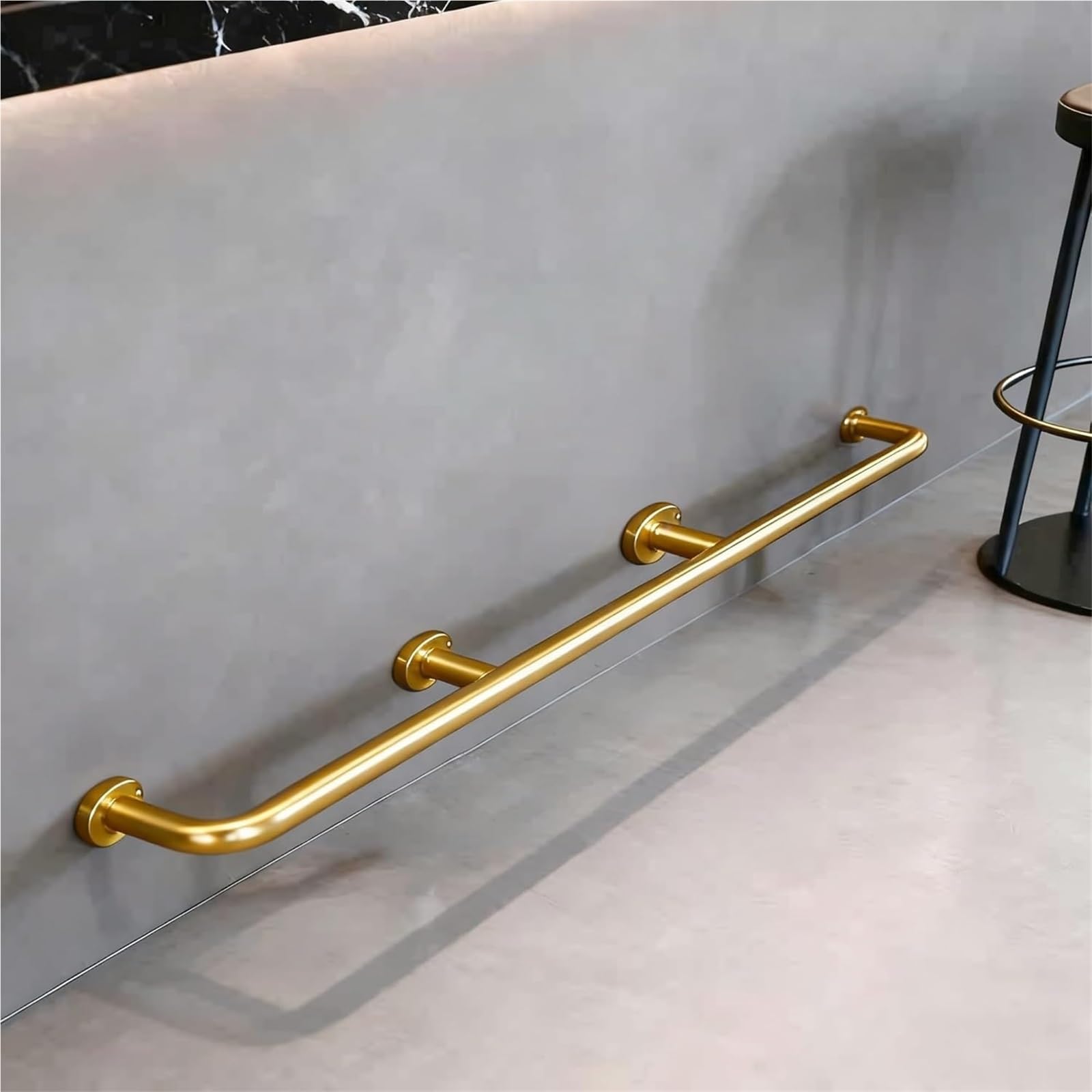 Stainless Steel Wall Mount Bar Foot Rail Kit – Gold Finish, 6.2