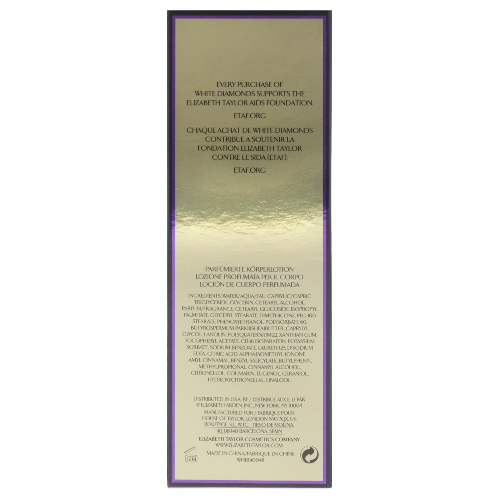Elizabeth Taylor White Diamonds Body Lotion for Women, 6.8 Ounce