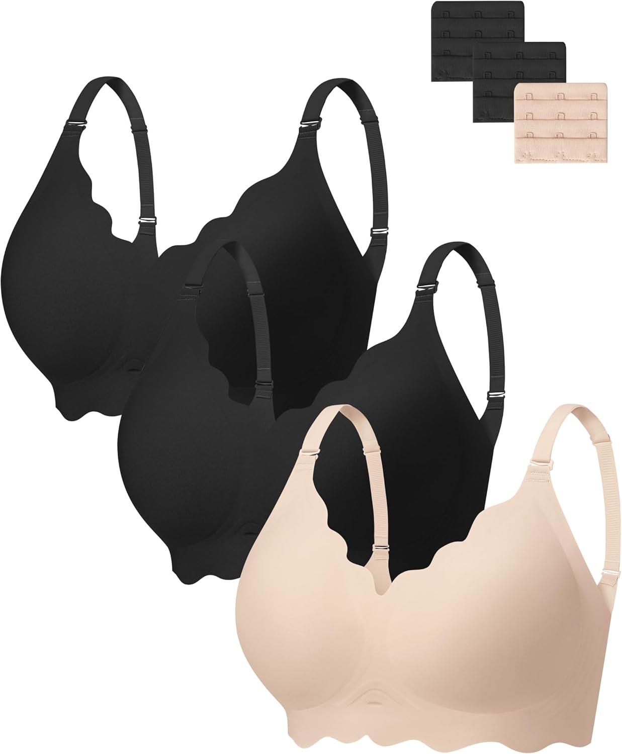 Angelhood Seamless Bras Women Soft Jelly Push Up Wireless Bra Supportive V Neck No Underwire Comfort Tshirt Bralettes
