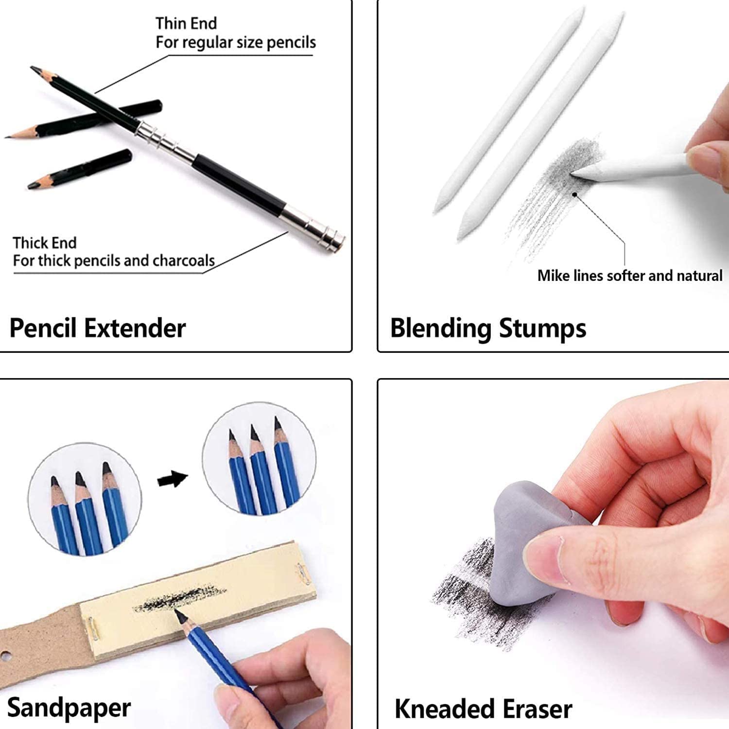 Wynhard Drawing Pencils Set - Sketching and Shading Kit for Artists - Charcoal and Graphite Pencil Set - 35 Pcs 4