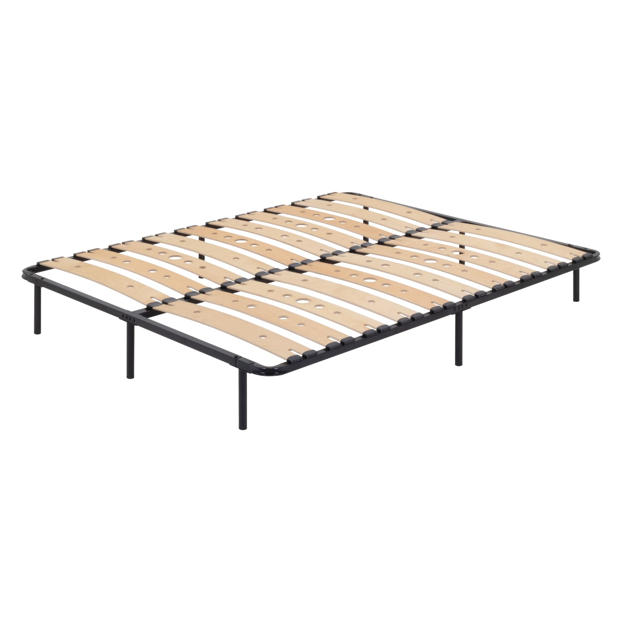 i-flair Metallbett Austen 140x200 cm – stabiles Bettgestell mit perforierten Latten aus Birkenholz für optimale Belüftung, Gästebett aus Metall mit 27 cm Stauraum, Doppelbett in schwarz
