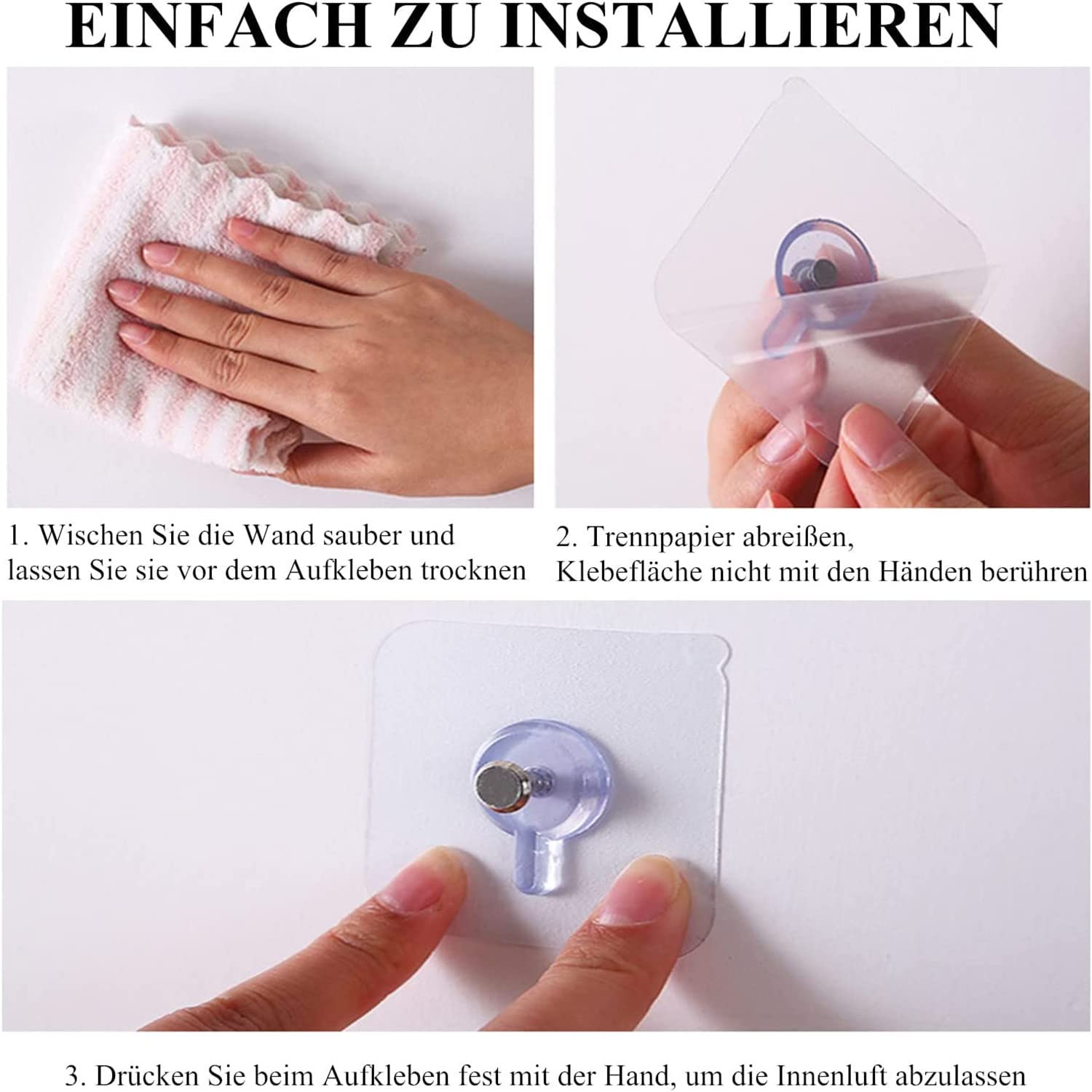 33 Crochets Autocollants Transparents Pour Photos Et Posters - Charge 5 Kg - Sans Perçage