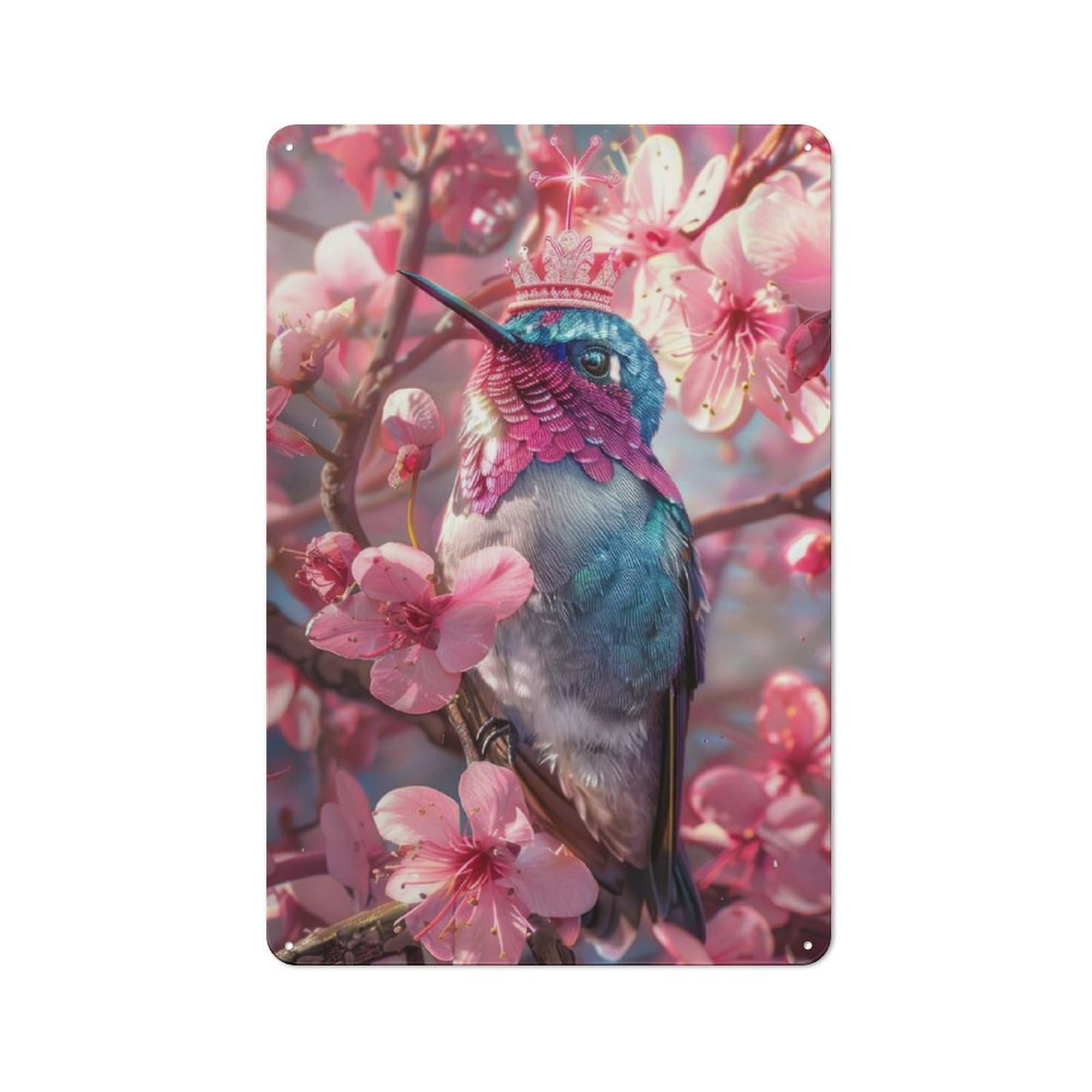 Junmoney Blue Hummingbird Vintage Metal Wall Sign 30X20cm For Hobby Room Or Studio, For Hobby Room Decor Fans