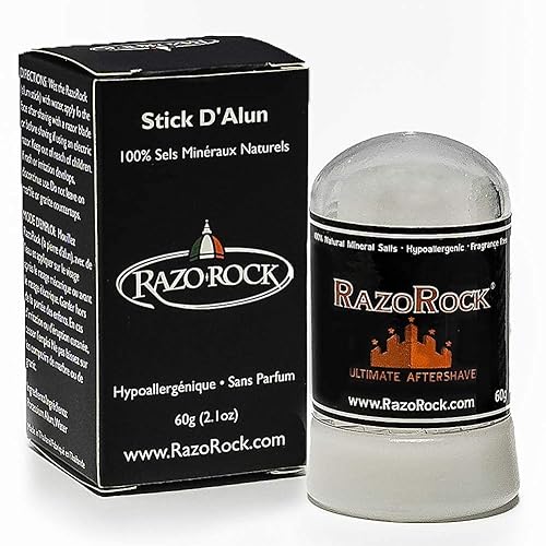 RazoRock Barra de alumbre - 2.12 oz - Barra para después del afeitado - Curación y tonificación natural para cortes de afeitar