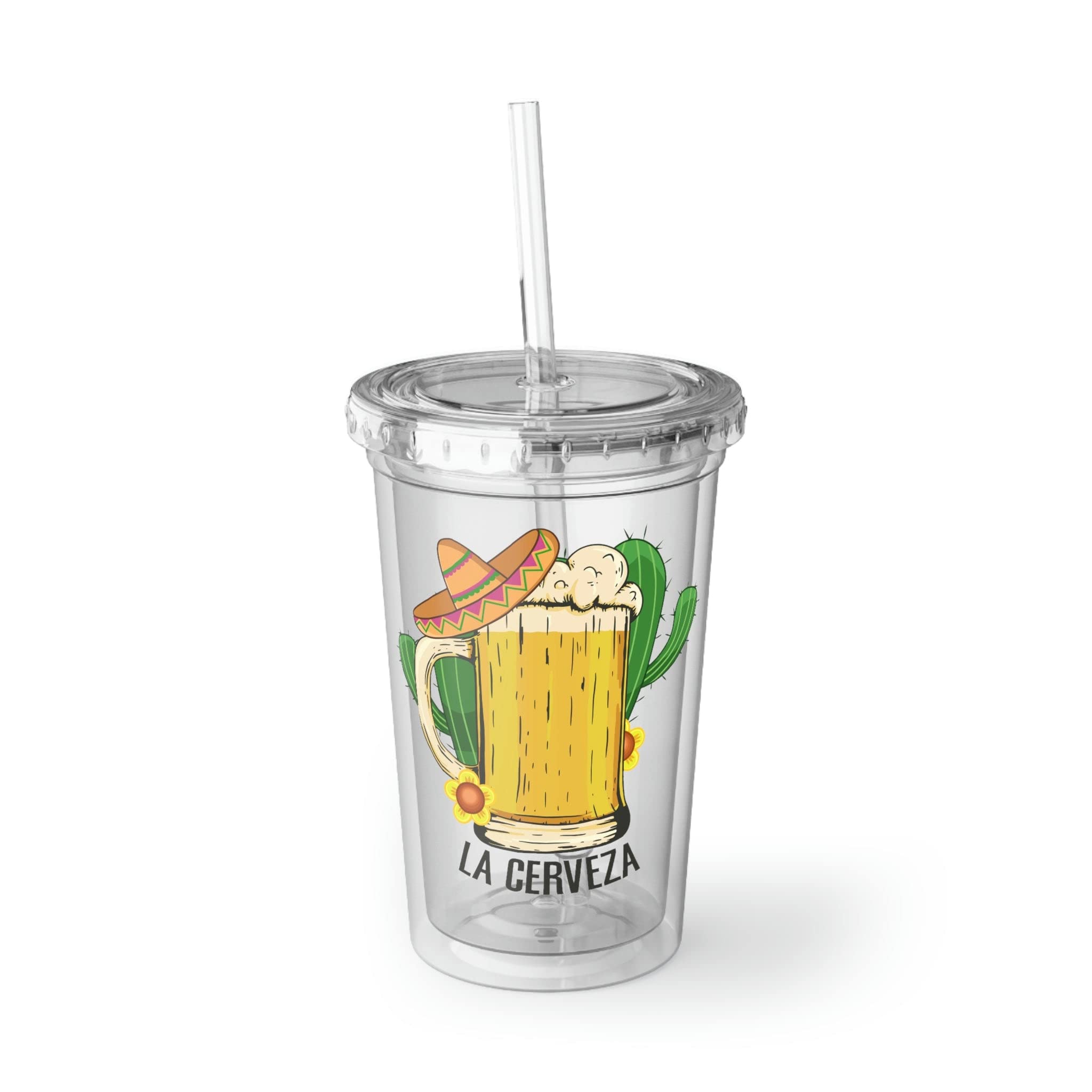 16oz Plastic Cup Hilarious Cerveza Mexico Drinking Sarcastic Women Men Funny Mexican Drinkers 16oz / Transparent