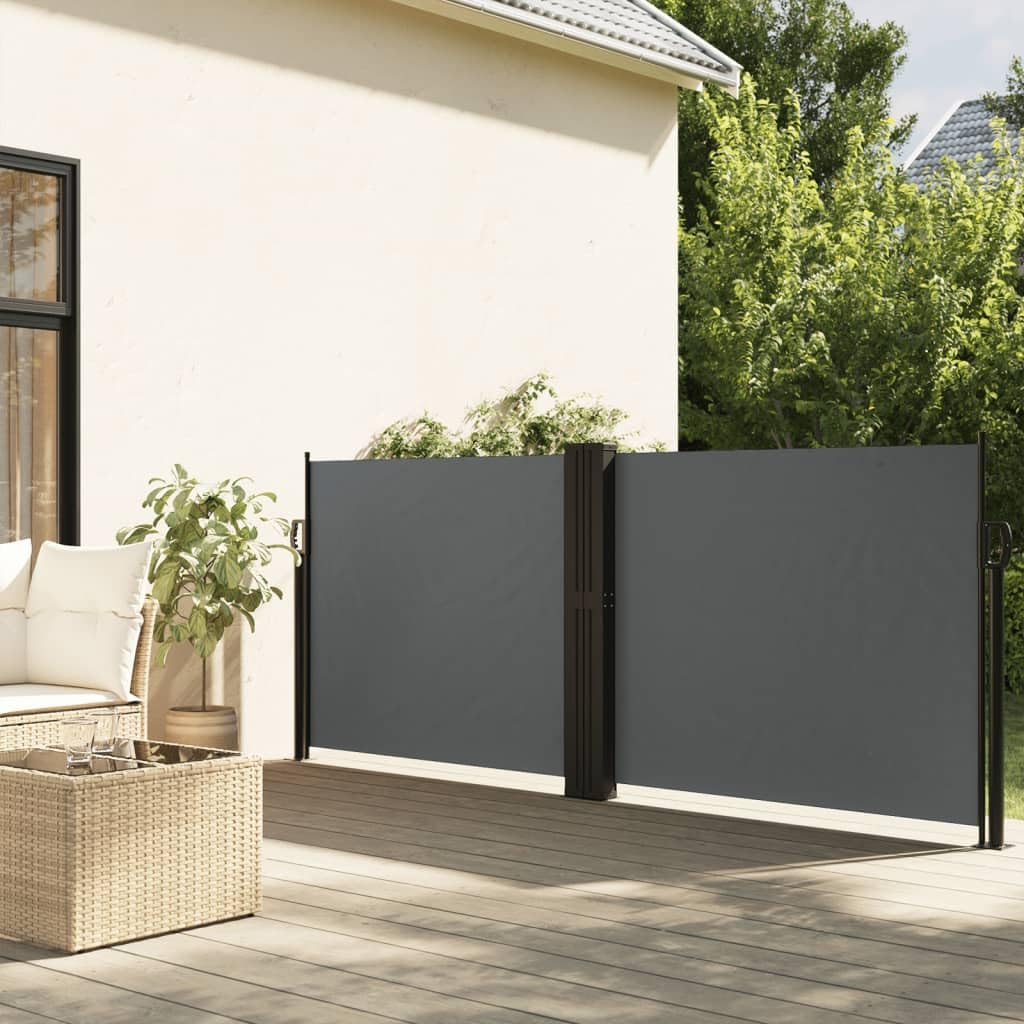 IKAYAA Retractable Side Awning Privacy screen garden Balcony Screen Fence Panels Wind & UV for Balcony, Terrace, Pool-anthracite-140 x 1000 cm