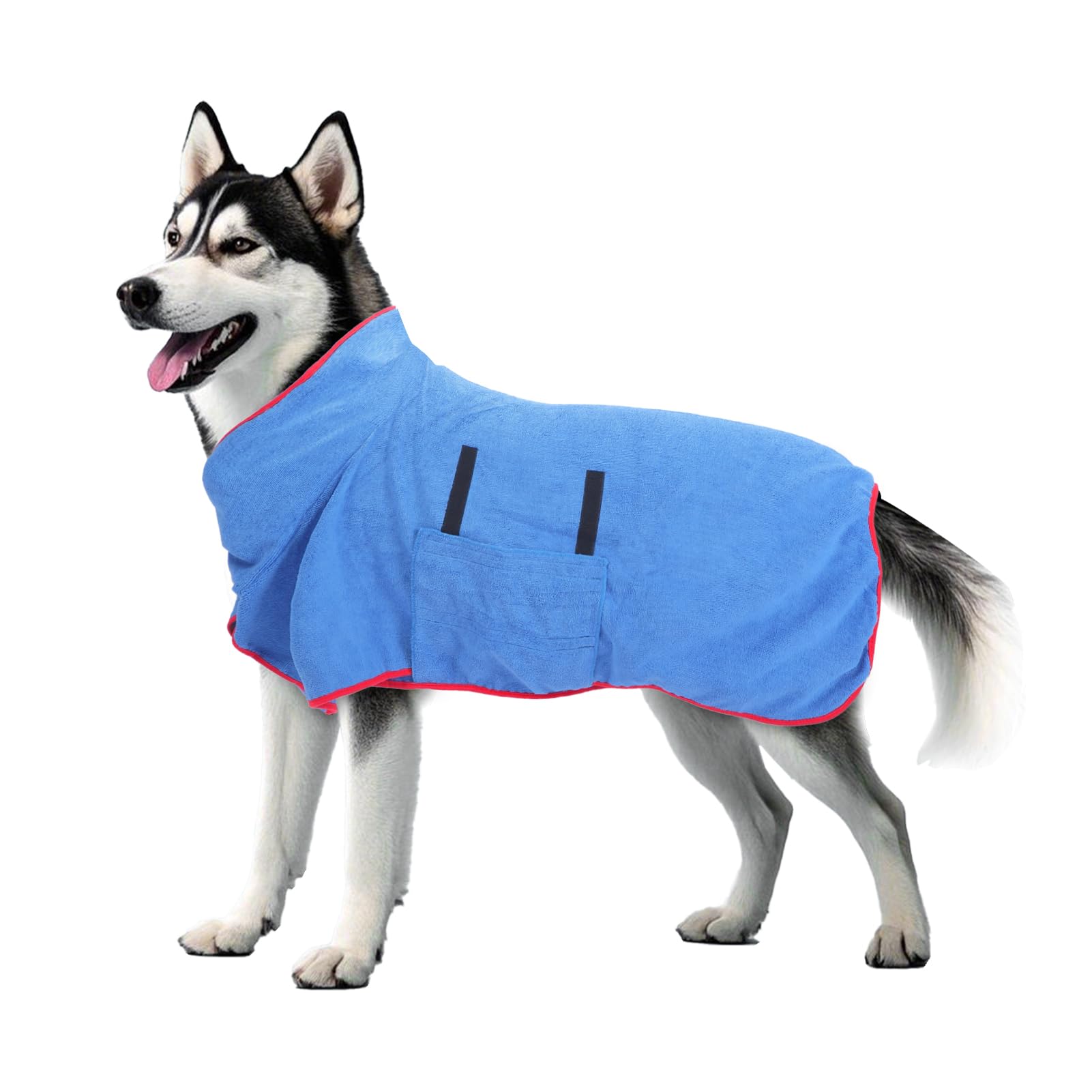 VINGVO Accappatoio per cani, ad asciugatura rapida, super assorbente, collare regolabile e asciugamano in microfibra per cani, asciugatura rapida, per cani a casa e all'aperto (blu, XL)