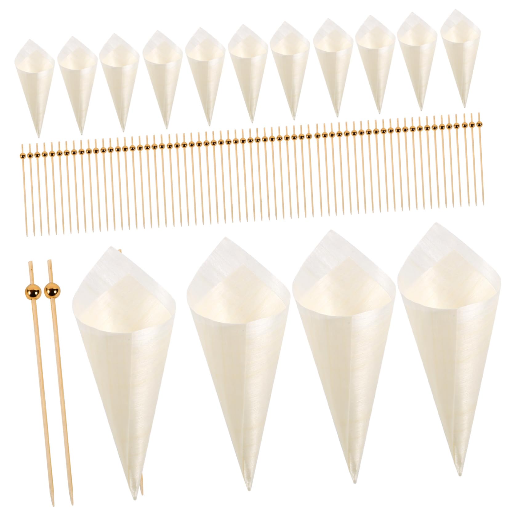Alipis 1Set Disposable Appetizer Wood Cones Set Charcuterie Ice Cream Cones Cocktail Picks for Tropical Party Supplies for Gatherings Versatile Serving Options