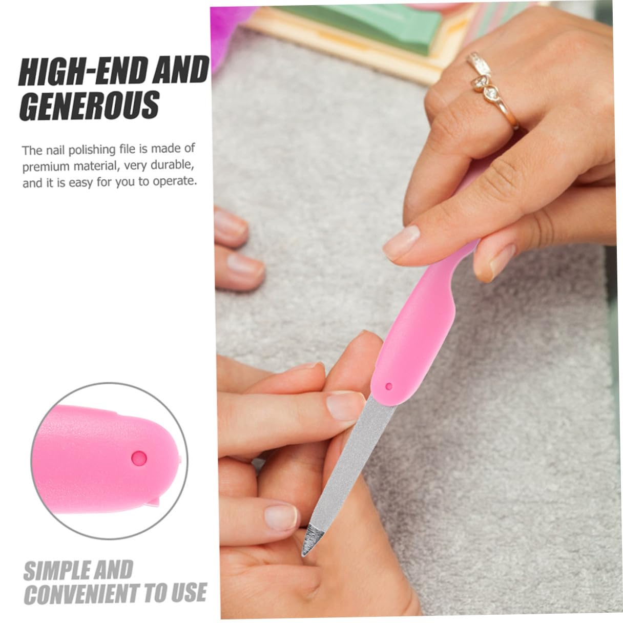 Set di 8 Lime Unghie Pieghevoli in Metallo Rosa per Manicure e Cura Unghie, Design Elegante in Abs, Adatte per Uso Domestico e Saloni di Bellezza