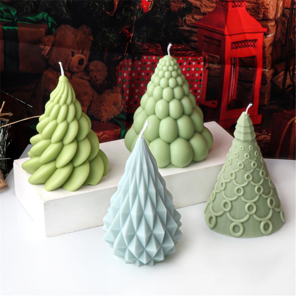 Moule en silicone flexible facile à démouler pour fabrication de bijoux d'arbre de Noël géométrique