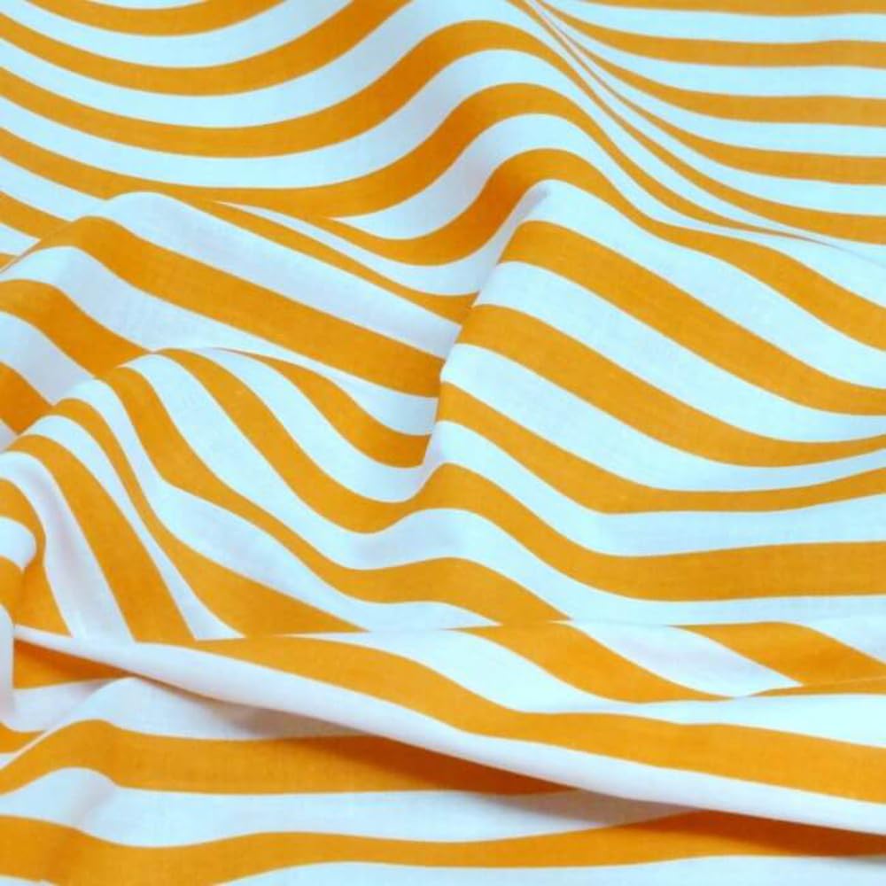 Oh Sew Crafty Limited Orange Polycotton Fabric Stripe 12Mm Candy Stripes (Sold Per Metre) (Orange)