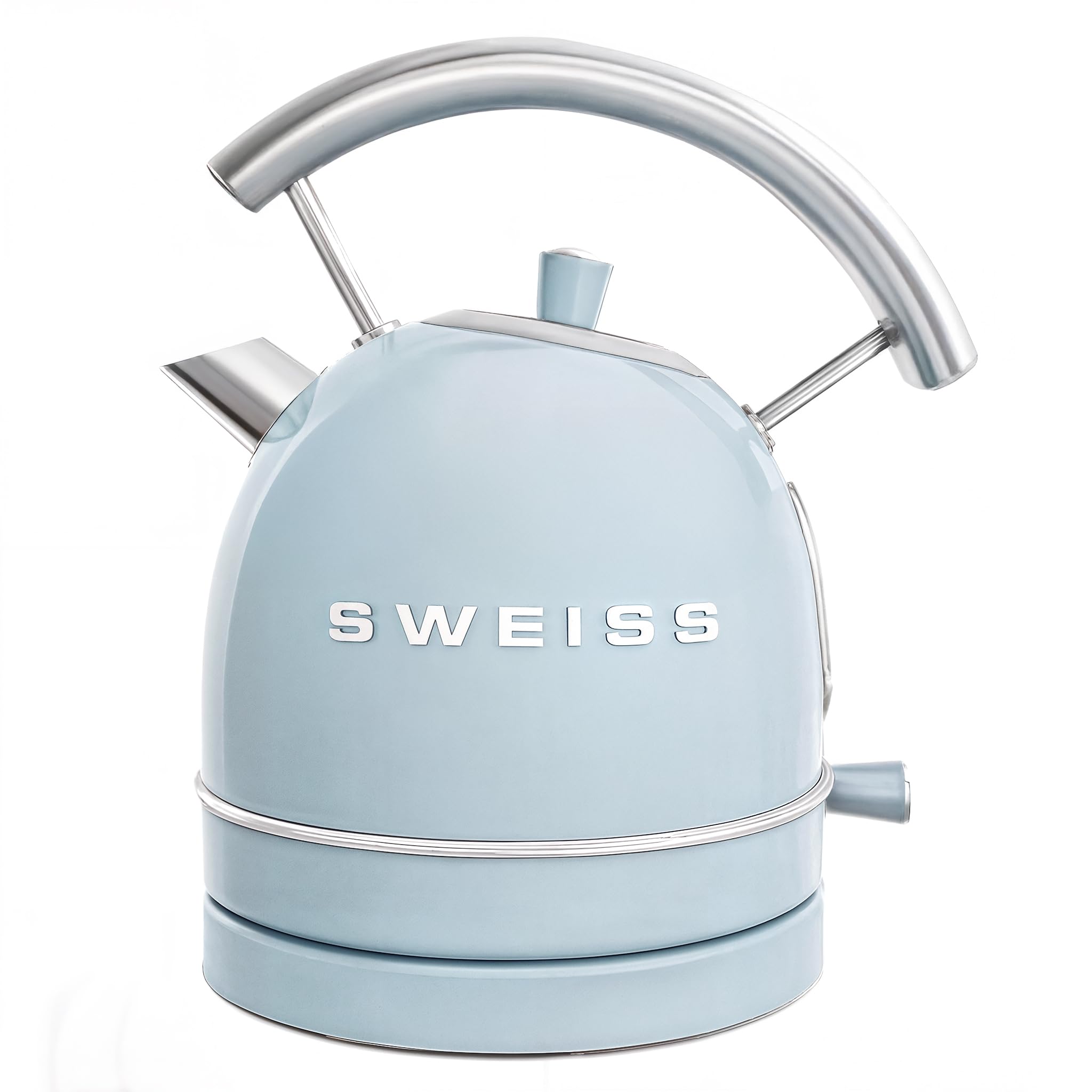 SWEISS Czajnik elektryczny vintage KTL6 1,5 l, praktyczna kompaktowa stal nierdzewna 2200 W, szybkie gotowanie, widoczny i stopniowany poziom wody, automatyczne wyłączanie, podstawa 360°, niebieski
