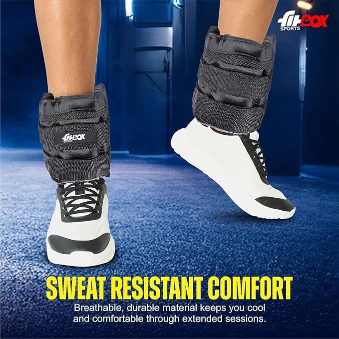 Image of FitBox Sports Adustable Ankle Weight With Removable 5 Weight Bags for Training, Running, Boxing, Jogging, Cycling