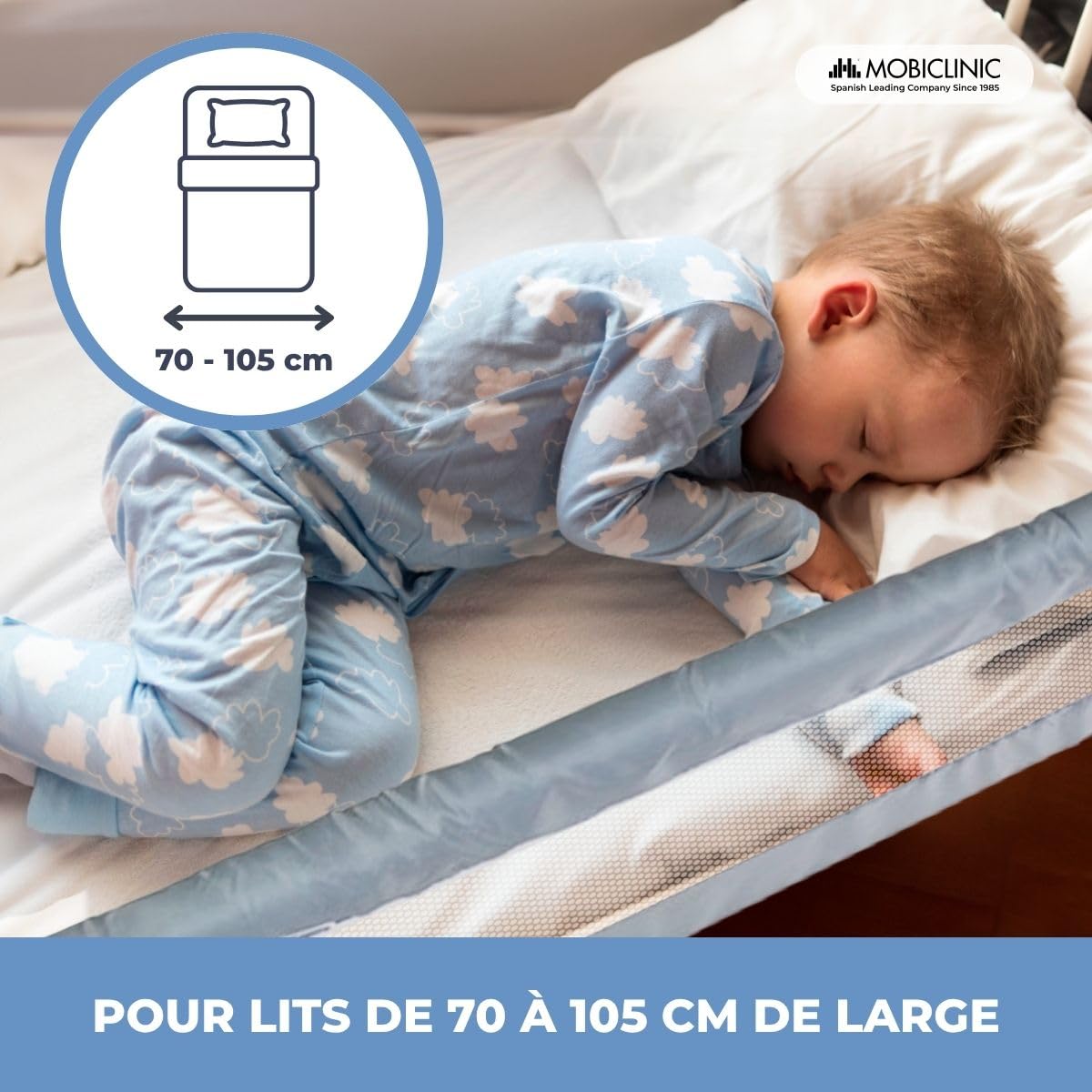 Mobiclinic® Kids, Barriere de securite Enfant lit, Dreamy, Barrière Voyage, Pliable et Portable, Facile à Transporter, Installer, 18 Mois 5 Ans, 150 cm