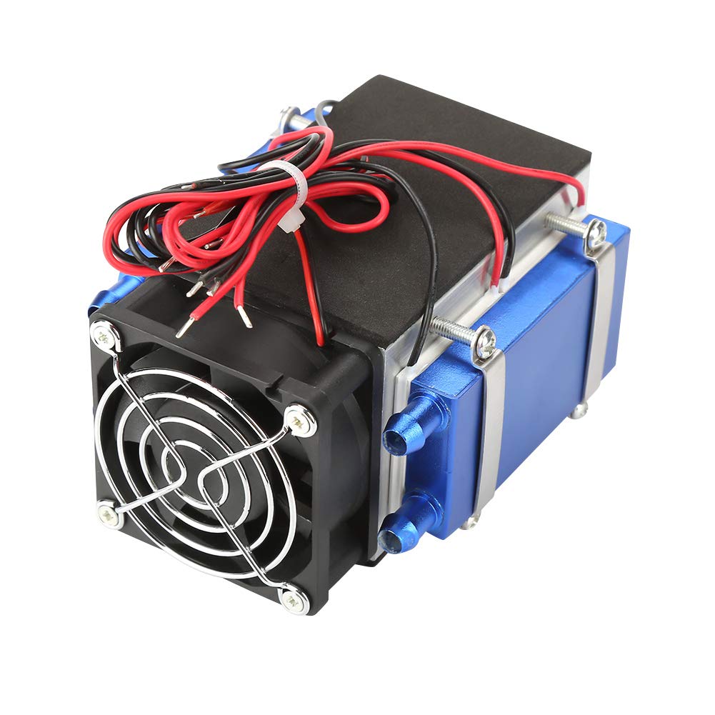 DC 12V 4/6 Chip Semiconductor Refrigeration Machine Cooler, DIY Radiator Air Cooling Device, Semiconductor Cooling System with Water Circulation for Small Space Cooling, Pet (4 Pin)