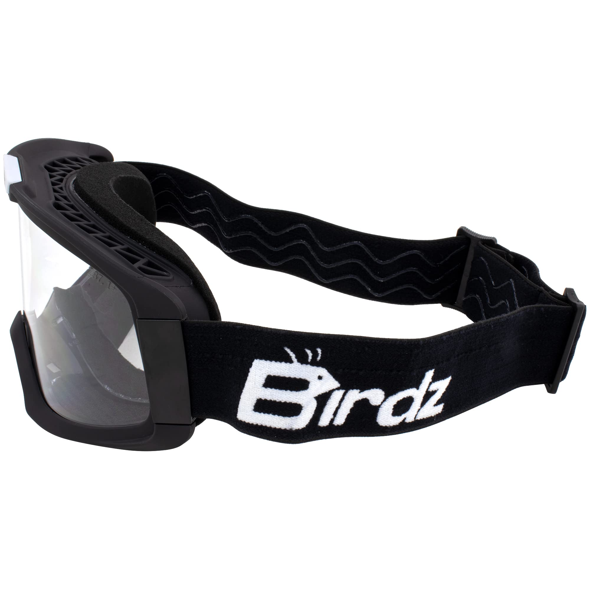 Birdz Occhiali di sicurezza per moto, 2 paia, montatura nera in TPU con lenti trasparenti e fumé