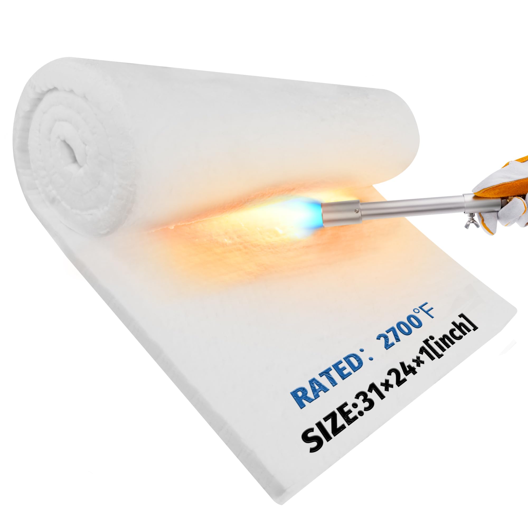 Nelyrho Ceramic Fiber Insulation Blanket 31"×24"×1"/1 piece, 2700F Fireproof Insulation for Dishwasher,Kilns, Forges, Boiler, Pizza Oven, Fireplace, Chimney