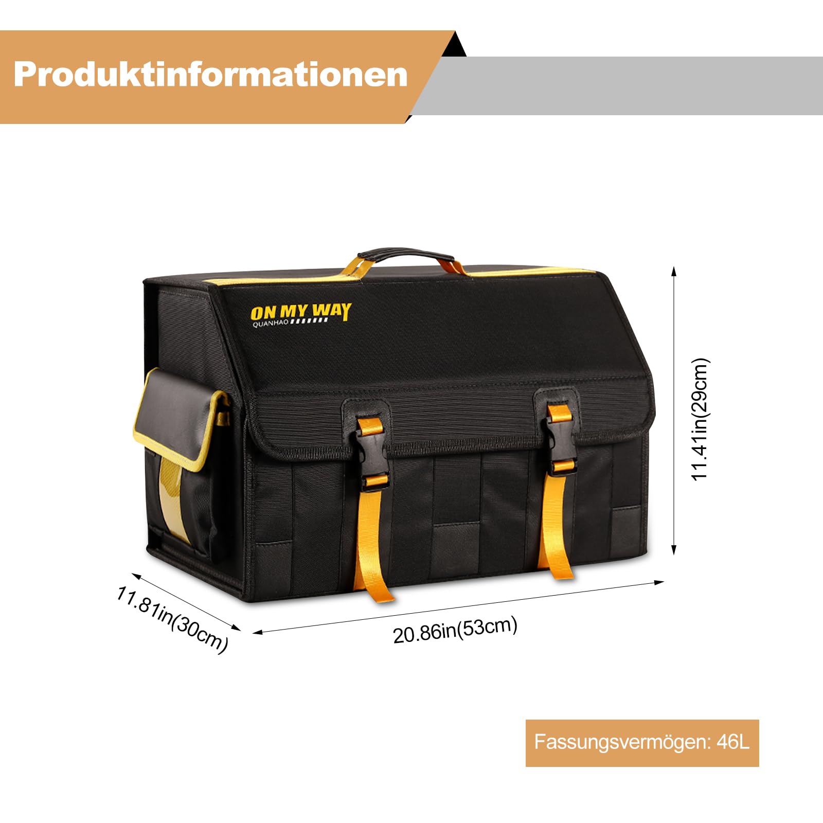 Ergocar Faltbar Kofferraum Organizer, 600D Oxford-Stoff Wasserdicht Rutschfest Kofferraumtasche, Auto Kofferraum Organizer mit Deckel, Auto Zubehör Praktisch für Reise Freien Camping
