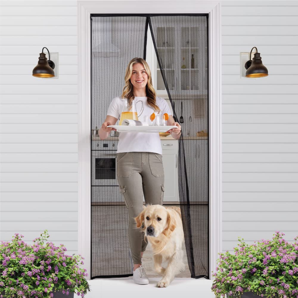 BERO Hands Free Self Sealing Magnetic Screen Door, Keep Bugs Out, Heavy Duty Mesh Curtain, Magnet Doorway Net, Covers Single, Patio, Sliding Doors, Closure Magnets for Mosquito Pets Kids